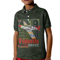 Tuskegee Airmen 332nd Spit Fire Kid Polo Shirt Camo Moss Green - Wonder Print Shop