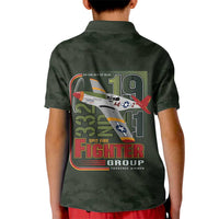Tuskegee Airmen 332nd Spit Fire Kid Polo Shirt Camo Moss Green - Wonder Print Shop