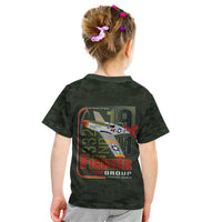 Tuskegee Airmen 332nd Spit Fire Kid T Shirt Camo Moss Green - Wonder Print Shop