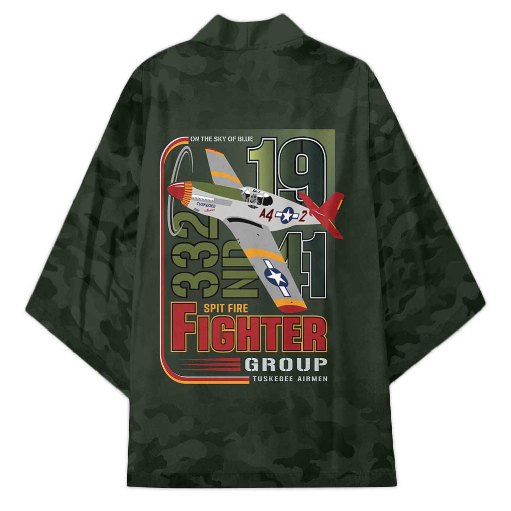 Tuskegee Airmen 332nd Spit Fire Kimono Camo Moss Green - Wonder Print Shop