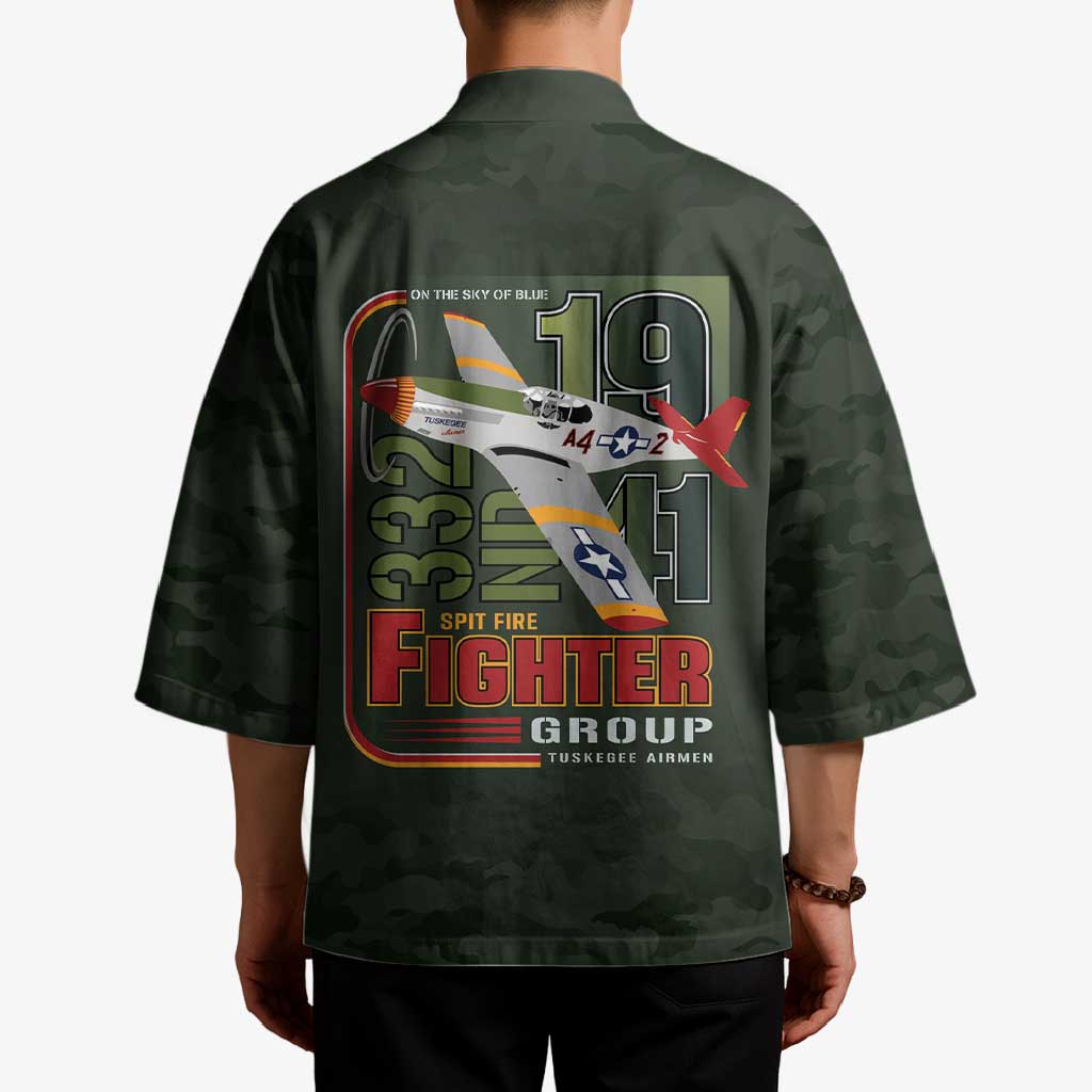 Tuskegee Airmen 332nd Spit Fire Kimono Camo Moss Green - Wonder Print Shop