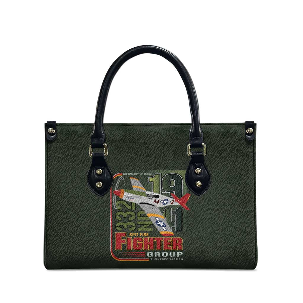 Tuskegee Airmen 332nd Spit Fire Leather Bag Camo Moss Green - Wonder Print Shop