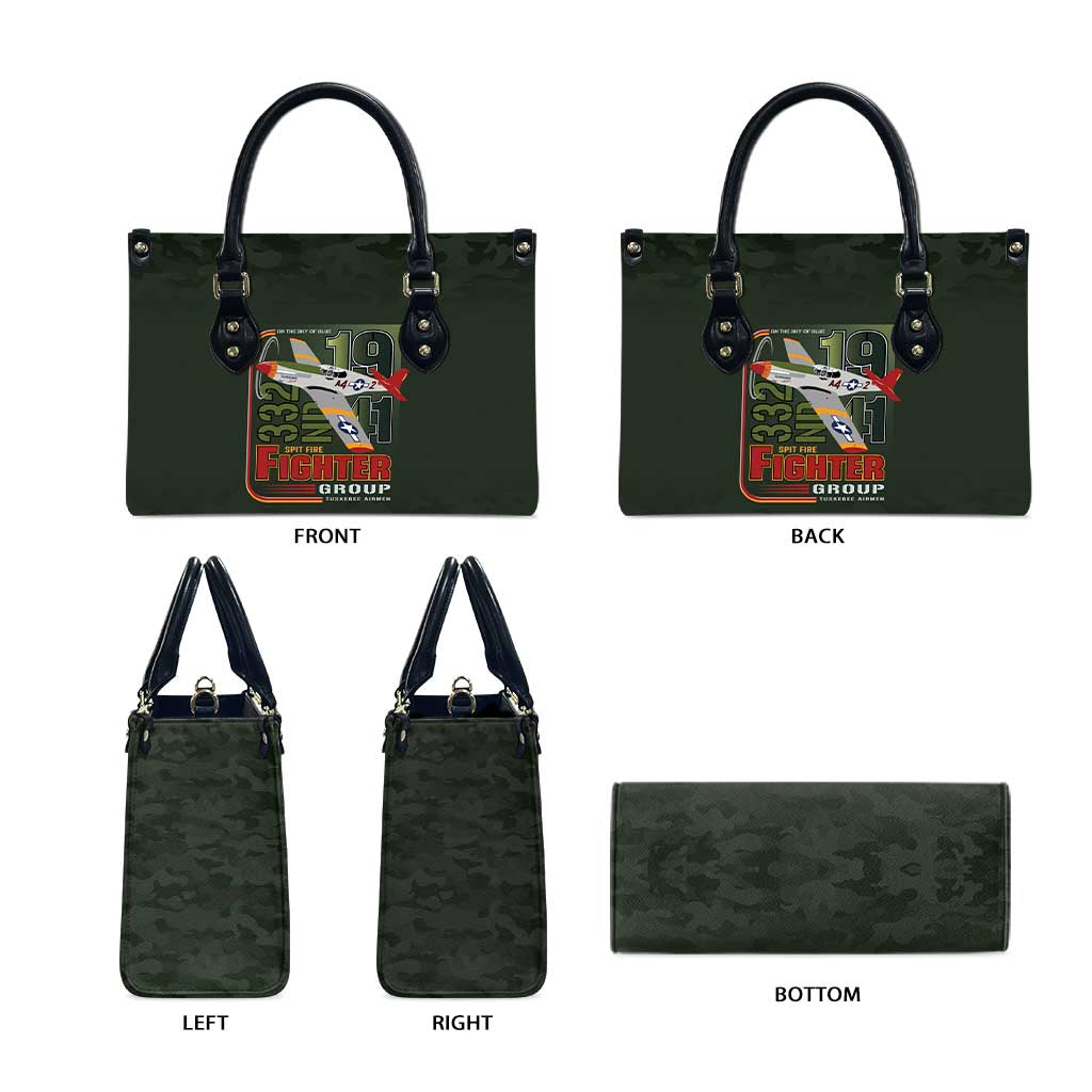 Tuskegee Airmen 332nd Spit Fire Leather Bag Camo Moss Green - Wonder Print Shop