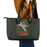 Tuskegee Airmen 332nd Spit Fire Leather Tote Bag Camo Moss Green - Wonder Print Shop