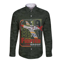 Tuskegee Airmen 332nd Spit Fire Long Sleeve Button Shirt Camo Moss Green - Wonder Print Shop