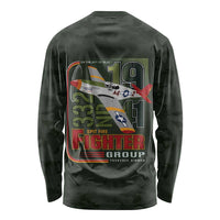 Tuskegee Airmen 332nd Spit Fire Long Sleeve Shirt Camo Moss Green - Wonder Print Shop