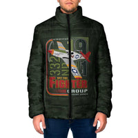 Tuskegee Airmen 332nd Spit Fire Padded Jacket Camo Moss Green - Wonder Print Shop