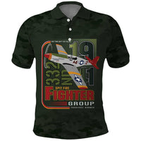 Tuskegee Airmen 332nd Spit Fire Polo Shirt Camo Moss Green - Wonder Print Shop