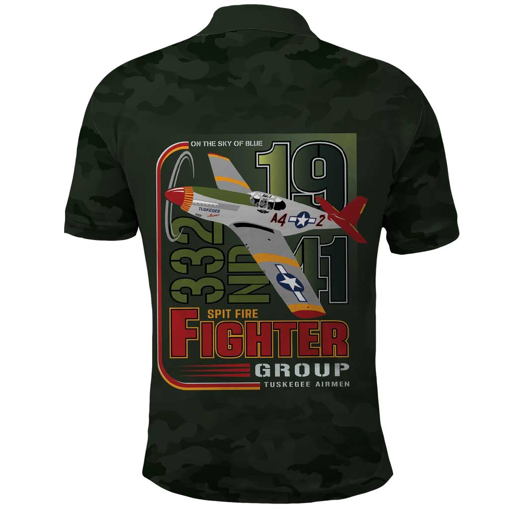 Tuskegee Airmen 332nd Spit Fire Polo Shirt Camo Moss Green - Wonder Print Shop