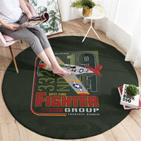 Tuskegee Airmen 332nd Spit Fire Round Carpet Camo Moss Green - Wonder Print Shop