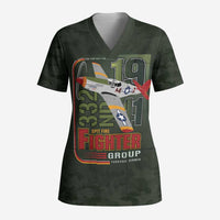 Tuskegee Airmen 332nd Spit Fire Scrub Top Camo Moss Green - Wonder Print Shop
