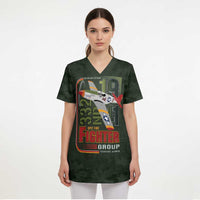 Tuskegee Airmen 332nd Spit Fire Scrub Top Camo Moss Green - Wonder Print Shop