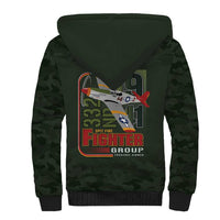 Tuskegee Airmen 332nd Spit Fire Sherpa Hoodie Camo Moss Green - Wonder Print Shop