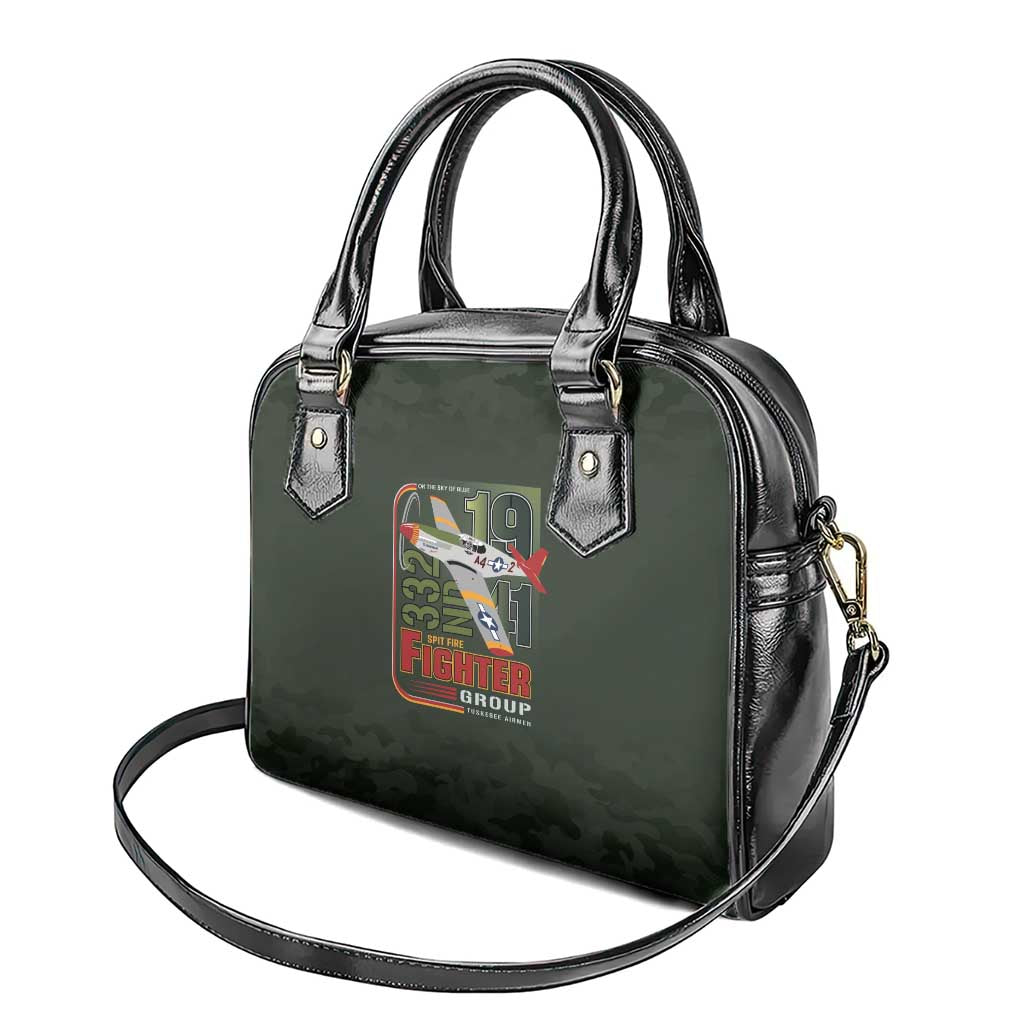 Tuskegee Airmen 332nd Spit Fire Shoulder Handbag Camo Moss Green - Wonder Print Shop