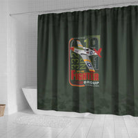 Tuskegee Airmen 332nd Spit Fire Shower Curtain Camo Moss Green - Wonder Print Shop