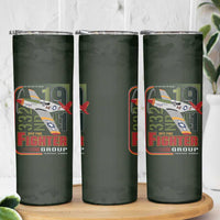 Tuskegee Airmen 332nd Spit Fire Skinny Tumbler Camo Moss Green - Wonder Print Shop