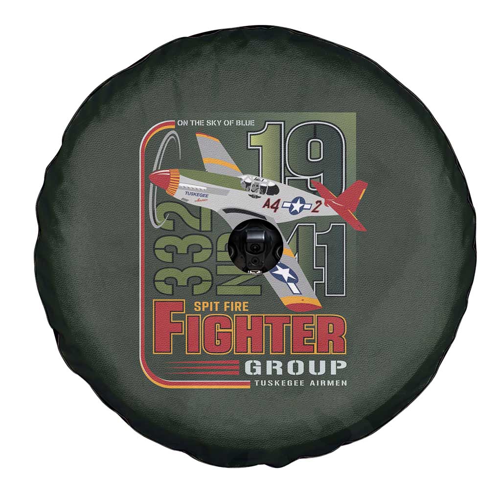 Tuskegee Airmen 332nd Spit Fire Spare Tire Cover Camo Moss Green - Wonder Print Shop