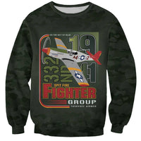 Tuskegee Airmen 332nd Spit Fire Sweatshirt Camo Moss Green - Wonder Print Shop