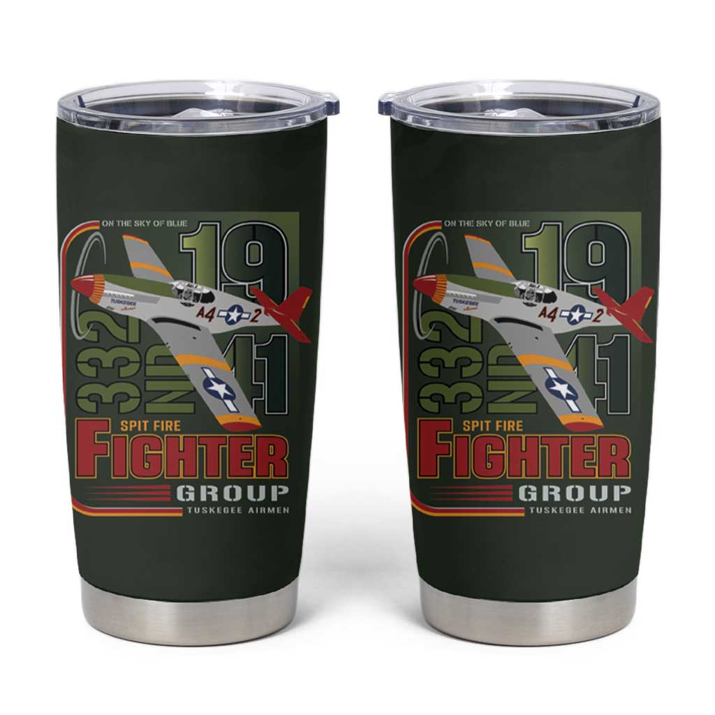 Tuskegee Airmen 332nd Spit Fire Tumbler Cup Camo Moss Green - Wonder Print Shop