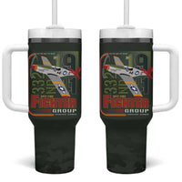 Tuskegee Airmen 332nd Spit Fire Tumbler With Handle Camo Moss Green - Wonder Print Shop