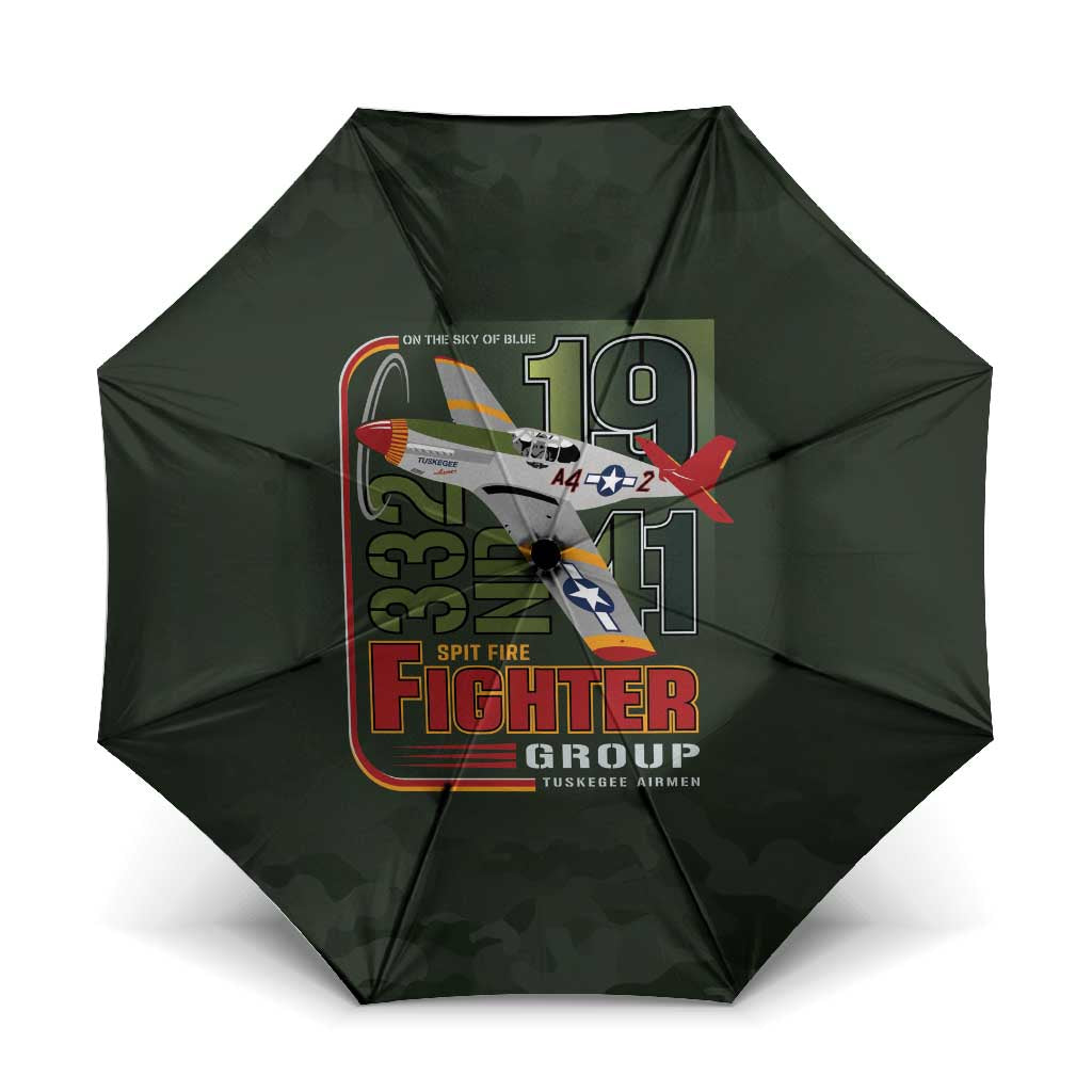Tuskegee Airmen 332nd Spit Fire Umbrella Camo Moss Green - Wonder Print Shop