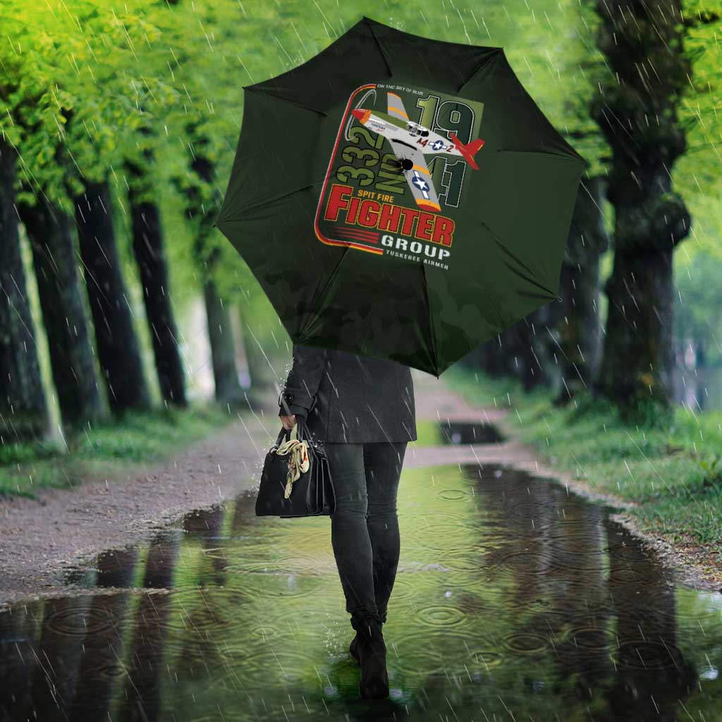 Tuskegee Airmen 332nd Spit Fire Umbrella Camo Moss Green - Wonder Print Shop