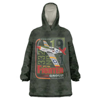 Tuskegee Airmen 332nd Spit Fire Wearable Blanket Hoodie Camo Moss Green - Wonder Print Shop