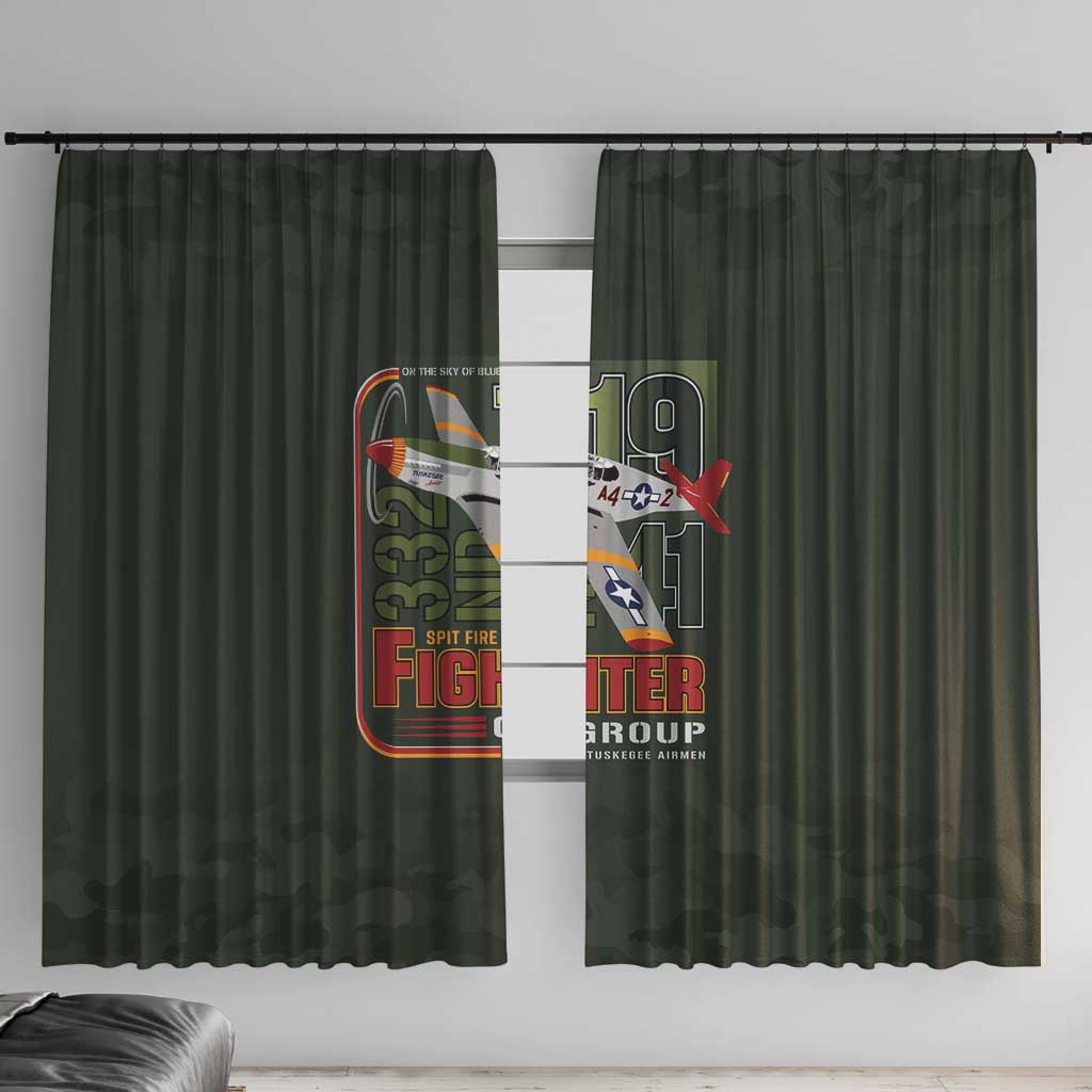 Tuskegee Airmen 332nd Spit Fire Window Curtain Camo Moss Green - Wonder Print Shop