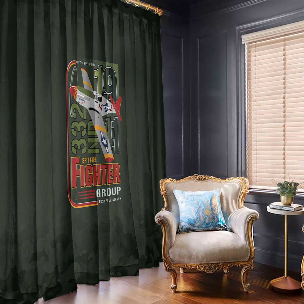 Tuskegee Airmen 332nd Spit Fire Window Curtain Camo Moss Green - Wonder Print Shop