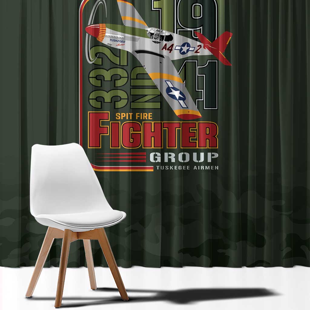 Tuskegee Airmen 332nd Spit Fire Window Curtain Camo Moss Green - Wonder Print Shop