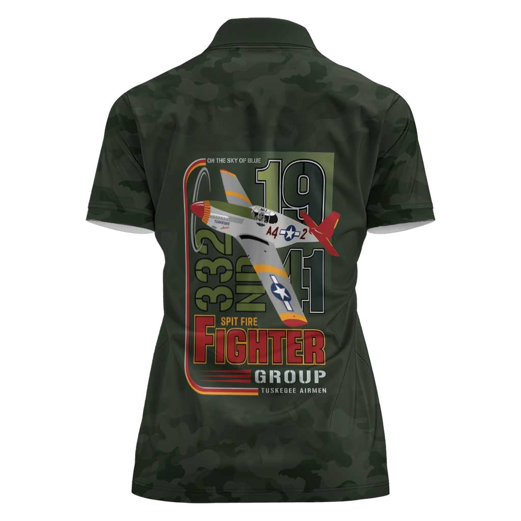 Tuskegee Airmen 332nd Spit Fire Women Polo Shirt Camo Moss Green - Wonder Print Shop