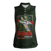 Tuskegee Airmen 332nd Spit Fire Women Sleeveless Polo Shirt Camo Moss Green - Wonder Print Shop