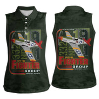 Tuskegee Airmen 332nd Spit Fire Women Sleeveless Polo Shirt Camo Moss Green - Wonder Print Shop
