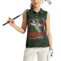 Tuskegee Airmen 332nd Spit Fire Women Sleeveless Polo Shirt Camo Moss Green - Wonder Print Shop