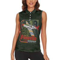 Tuskegee Airmen 332nd Spit Fire Women Sleeveless Polo Shirt Camo Moss Green - Wonder Print Shop