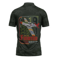 Tuskegee Airmen 332nd Spit Fire Zipper Polo Shirt Camo Moss Green - Wonder Print Shop