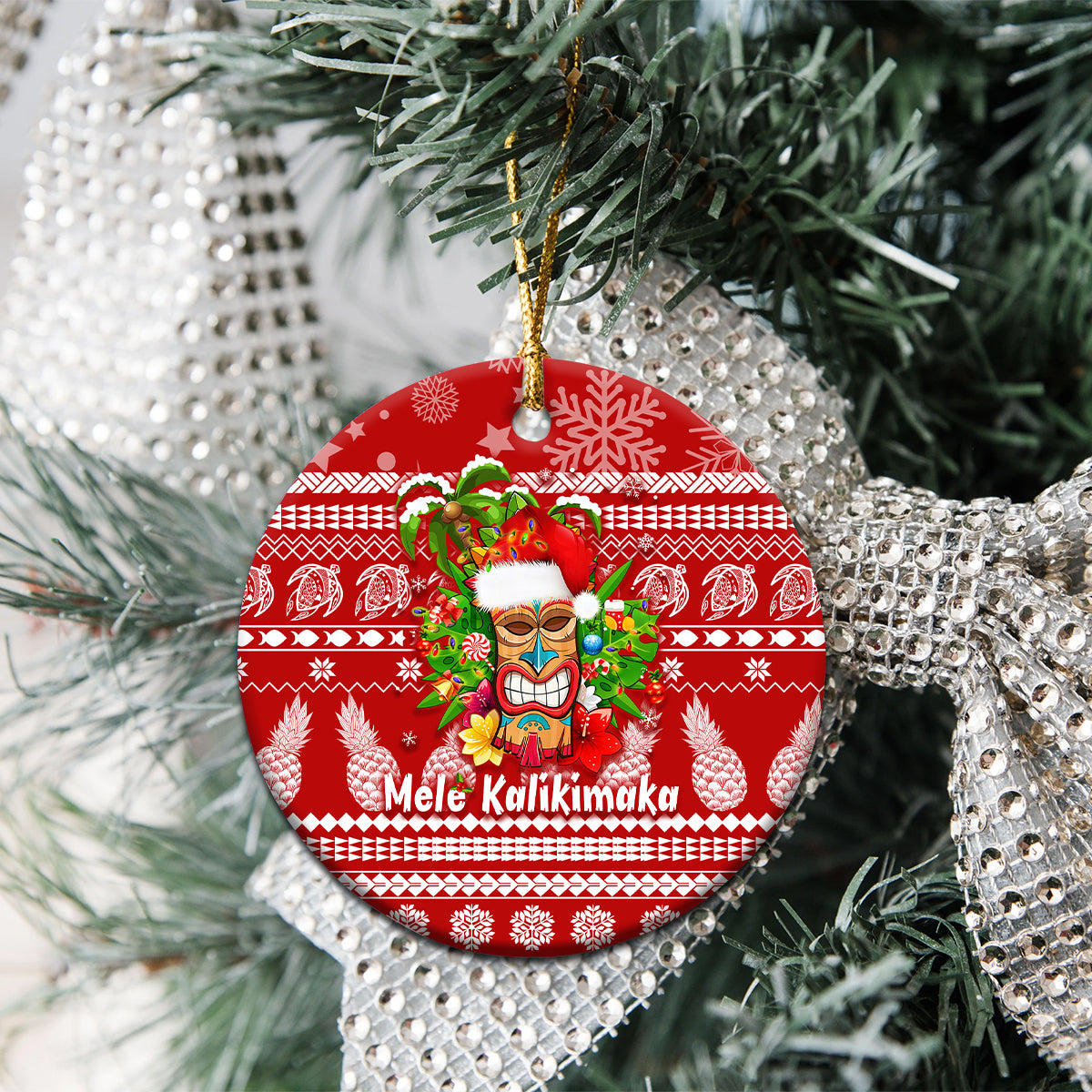 Hawaii Tiki Christmas Ceramic Ornament Mele Kalikimaka LT7 - Wonder Print Shop