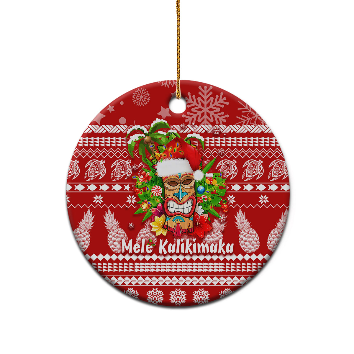 Hawaii Tiki Christmas Ceramic Ornament Mele Kalikimaka LT7 - Wonder Print Shop