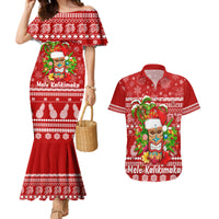 Hawaii Tiki Christmas Couples Matching Mermaid Dress and Hawaiian Shirt Mele Kalikimaka LT7 - Wonder Print Shop