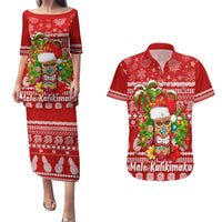 Hawaii Tiki Christmas Couples Matching Puletasi Dress and Hawaiian Shirt Mele Kalikimaka LT7 - Wonder Print Shop