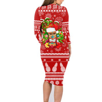 Hawaii Tiki Christmas Family Matching Long Sleeve Bodycon Dress and Hawaiian Shirt Mele Kalikimaka LT7 - Wonder Print Shop
