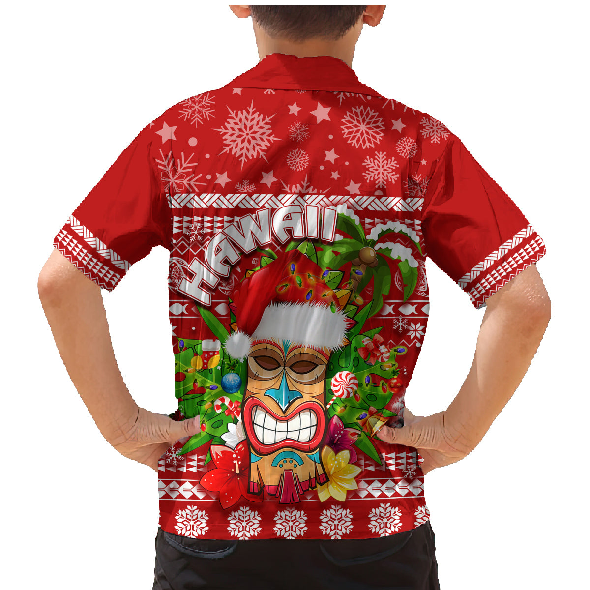 Hawaii Tiki Christmas Family Matching Mermaid Dress and Hawaiian Shirt Mele Kalikimaka LT7 - Wonder Print Shop