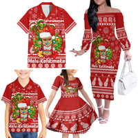 Hawaii Tiki Christmas Family Matching Off Shoulder Long Sleeve Dress and Hawaiian Shirt Mele Kalikimaka - Wonder Print Shop