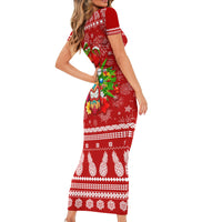 Hawaii Tiki Christmas Family Matching Short Sleeve Bodycon Dress and Hawaiian Shirt Mele Kalikimaka - Wonder Print Shop