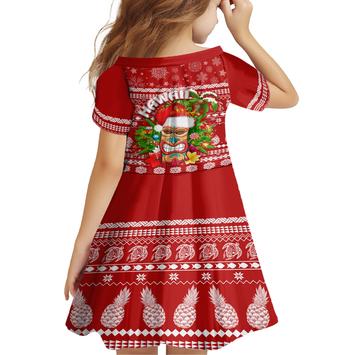 Hawaii Tiki Christmas Family Matching Tank Maxi Dress and Hawaiian Shirt Mele Kalikimaka - Wonder Print Shop