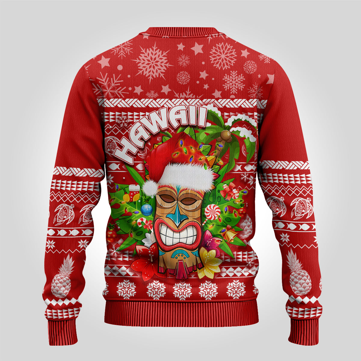 Hawaii Tiki Christmas Ugly Christmas Sweater Mele Kalikimaka - Wonder Print Shop
