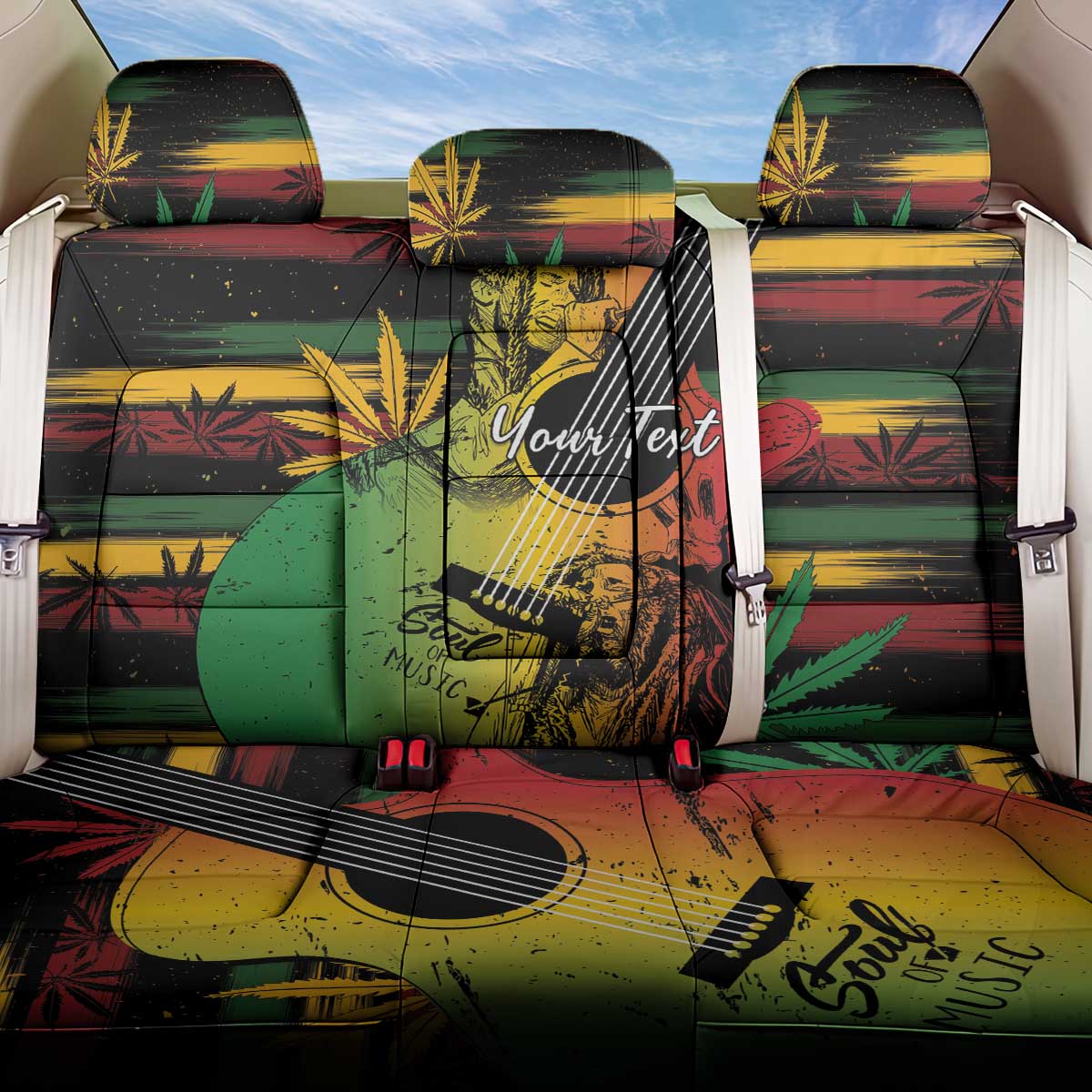 Personalised Reggae Soul Back Car Seat Cover Sketch Style LT7 - Wonder Print Shop