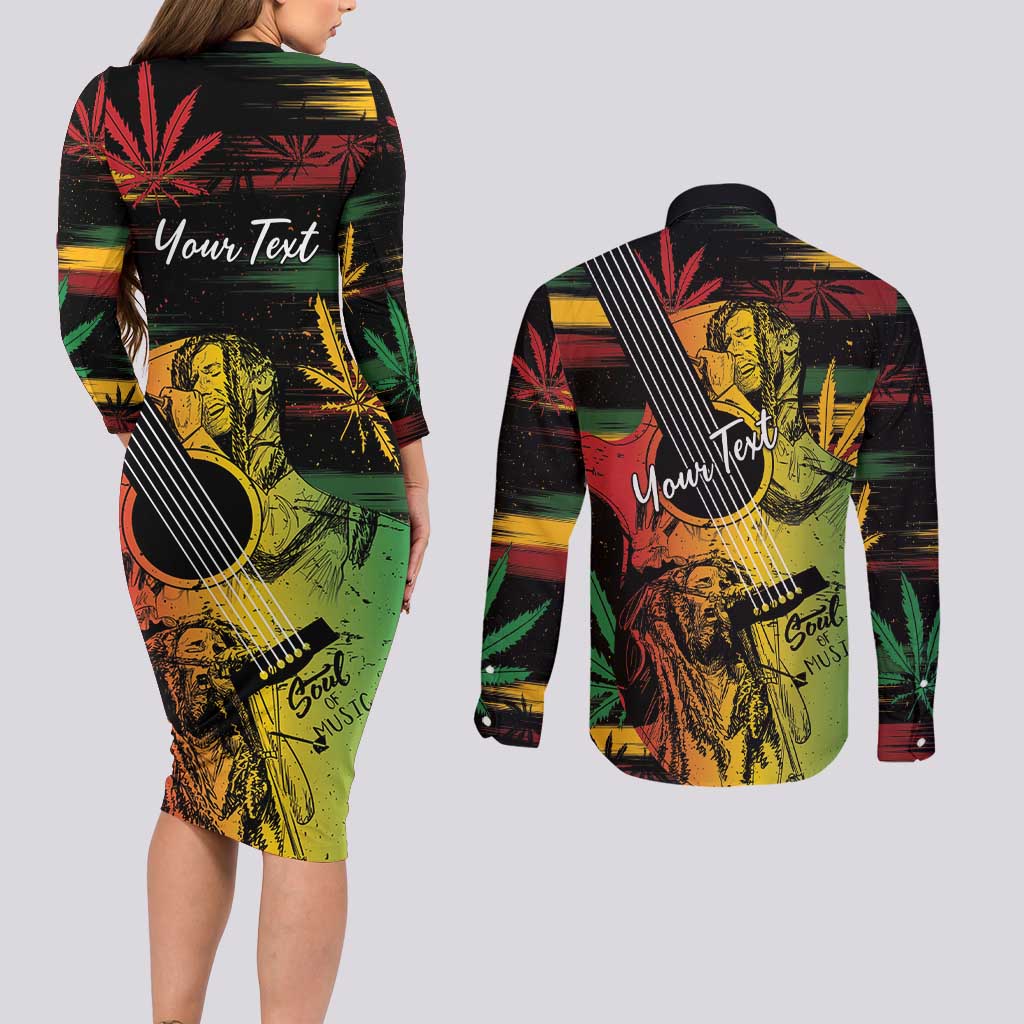 Personalised Reggae Soul Couples Matching Long Sleeve Bodycon Dress and Long Sleeve Button Shirt Sketch Style LT7 - Wonder Print Shop