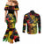 Personalised Reggae Soul Couples Matching Mermaid Dress and Long Sleeve Button Shirt Sketch Style