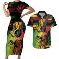 Personalised Reggae Soul Couples Matching Short Sleeve Bodycon Dress and Hawaiian Shirt Sketch Style LT7 - Wonder Print Shop